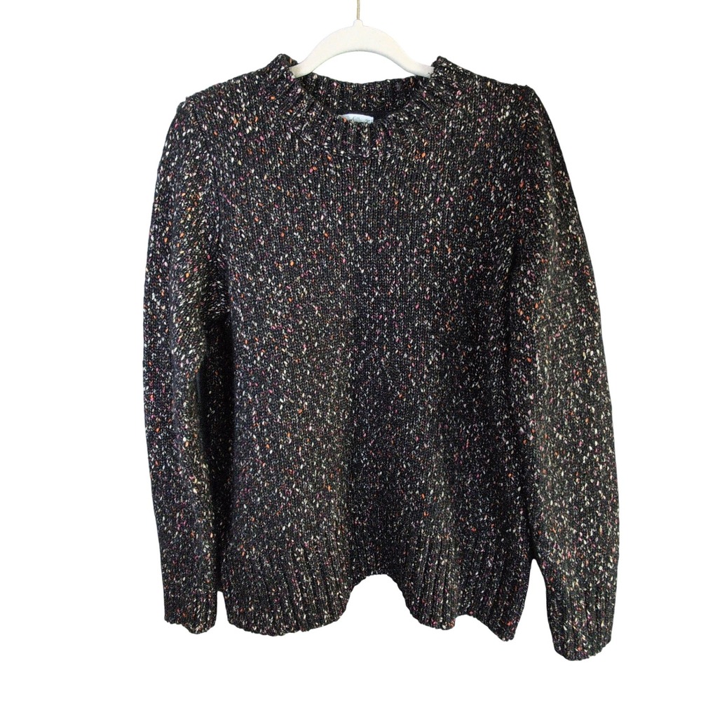 J. Jill‎ Sweater Womens M Black Confetti Speckled Crew Neck Cotton Blend